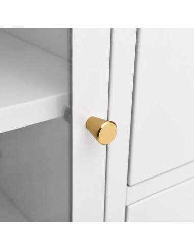 Credenza Bianca 105x35x70 cm in Acciaio e Vetro Temperato