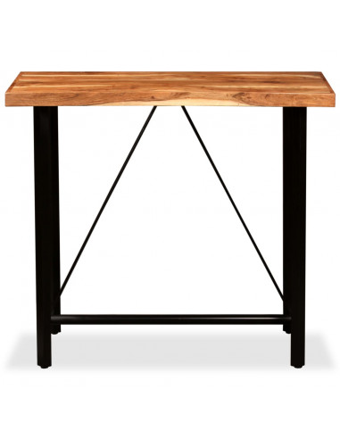 Set da Bar 5 pz in Legno Massello di Acacia e Vera Pelle