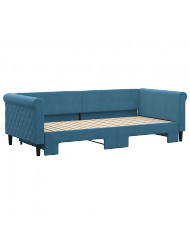 Divano Letto con Letto Estraibile Blu 90x200 cm in Velluto