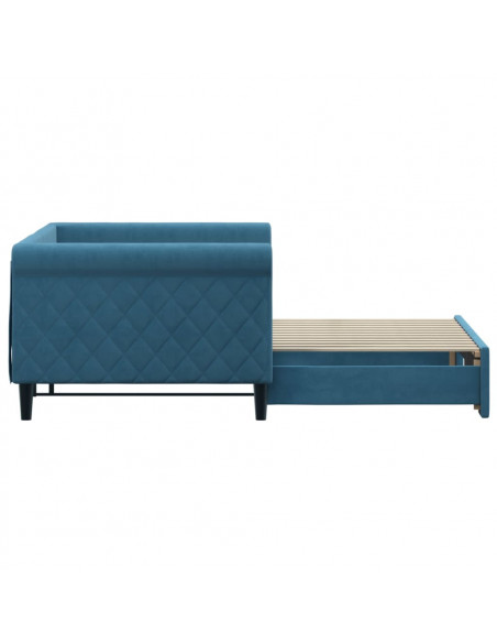 Divano Letto con Letto Estraibile Blu 90x200 cm in Velluto