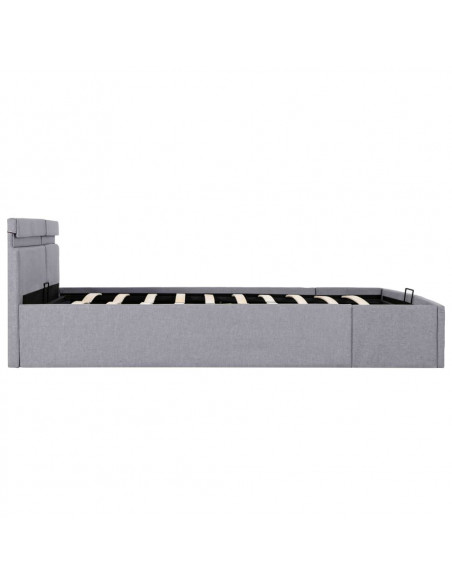 Giroletto con Contenitore e LED Grigio Chiaro Tessuto 180x200cm