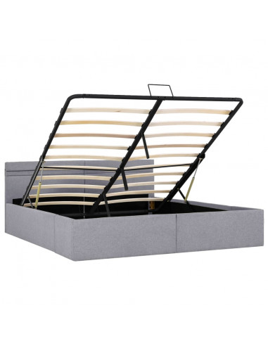 Giroletto con Contenitore e LED Grigio Chiaro Tessuto 180x200cm