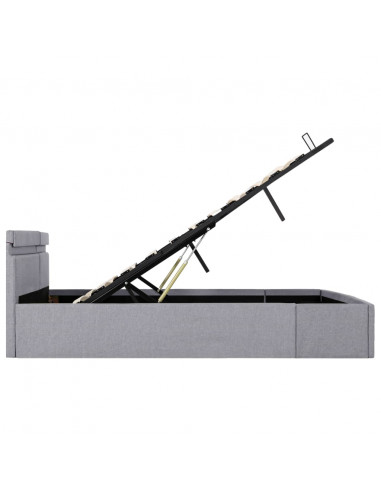 Giroletto con Contenitore e LED Grigio Chiaro Tessuto 180x200cm