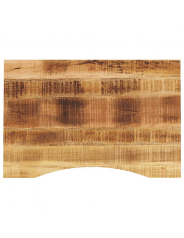 Piano Scrivania con Curva 90x60x2,5 cm Massello Grezzo di Mango