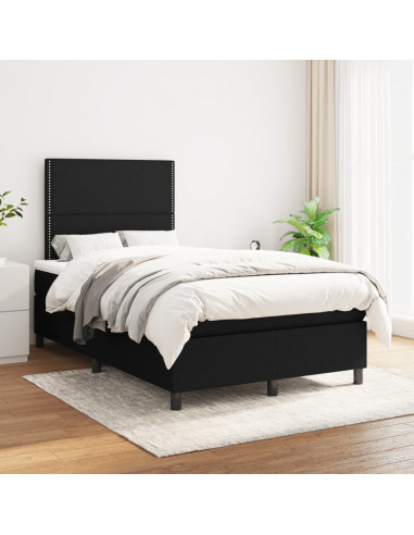 Giroletto a Molle con Materasso Nero 120x190 cm in Tessuto