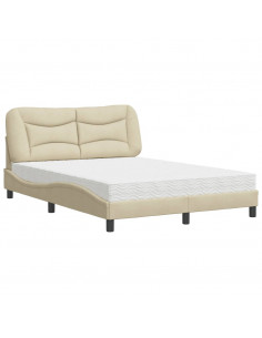 Letto con Materasso Crema 140x200 cm in Tessuto 2