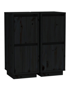 Credenze 2 pz Nero 31,5x34x75 cm in Legno Massello di Pino 2