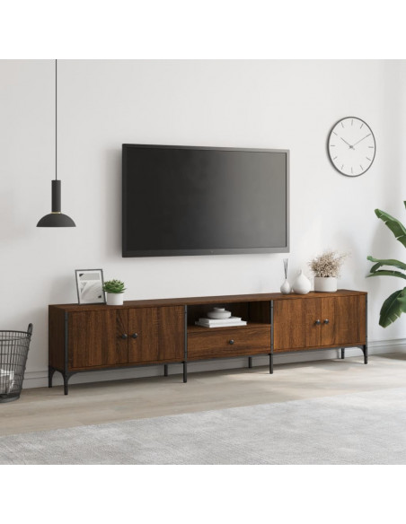 Mobile TV Cassetto Rovere Marrone 200x25x44cm Legno Multistrato