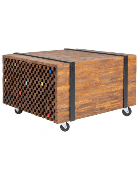 Tavolino Laterale in Legno di Teak 60x60x38 cm
