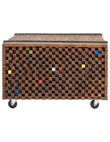 Tavolino Laterale in Legno di Teak 60x60x38 cm