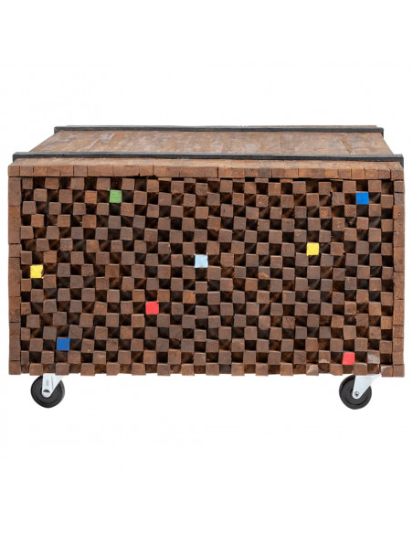 Tavolino Laterale in Legno di Teak 60x60x38 cm