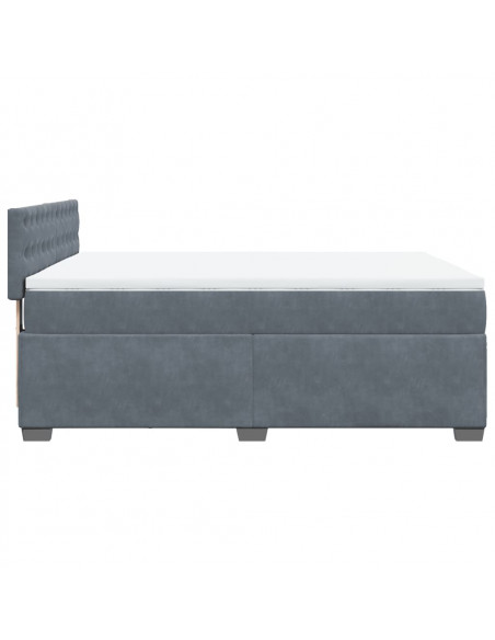 Giroletto a Molle con Materasso Grigio Scuro 140x200 cm Velluto