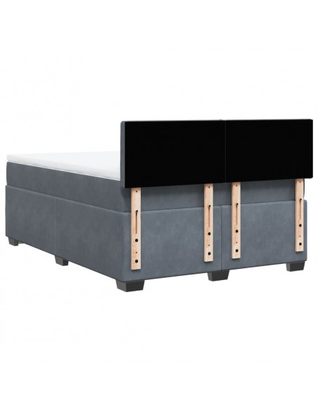 Giroletto a Molle con Materasso Grigio Scuro 140x200 cm Velluto