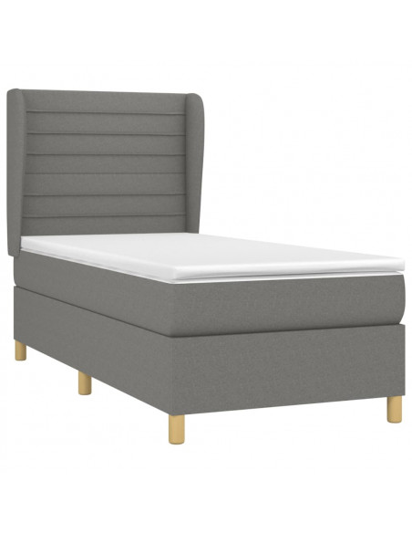 Giroletto a Molle con Materasso Grigio Scuro 90x190 cm Tessuto