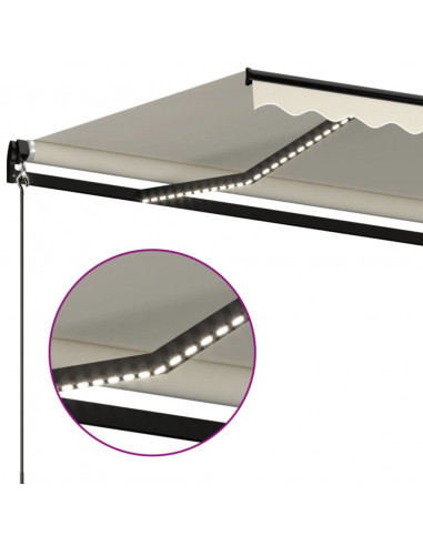 Tenda da Sole Retrattile Manuale LED 500x350 cm Crema