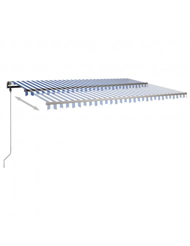 Tenda da Sole Retrattile Manuale LED 500x350 cm Blu e Bianca