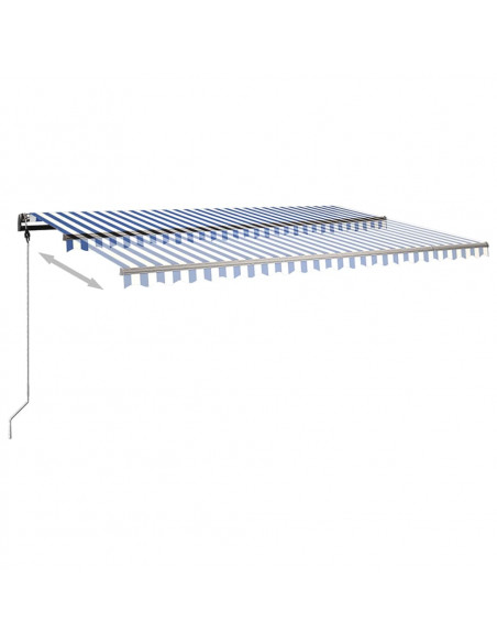 Tenda da Sole Retrattile Manuale LED 500x350 cm Blu e Bianca