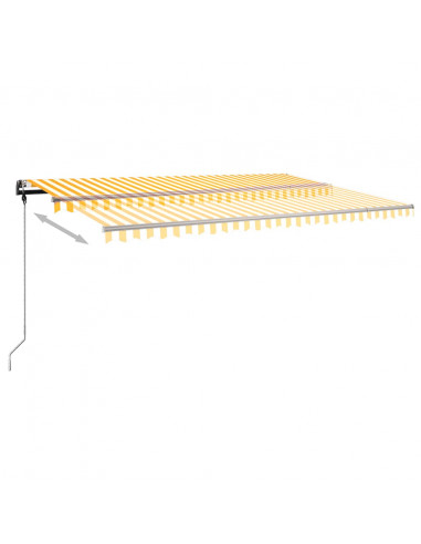Tenda da Sole Retrattile Manuale LED 500x350 cm Giallo Bianco