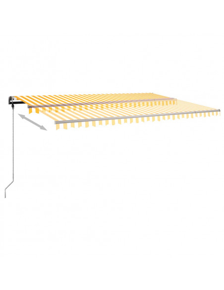 Tenda da Sole Retrattile Manuale LED 500x350 cm Giallo Bianco