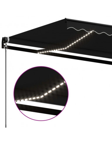 Tenda da Sole Retrattile Manuale con LED 500x350 cm Antracite