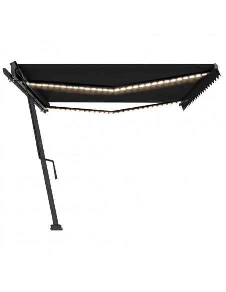 Tenda da Sole Retrattile Manuale con LED 500x350 cm Antracite
