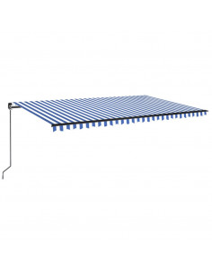 Tenda da Sole Retrattile Manuale LED 500x350 cm Blu e Bianca 2