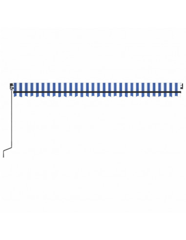 Tenda da Sole Retrattile Manuale LED 500x350 cm Blu e Bianca