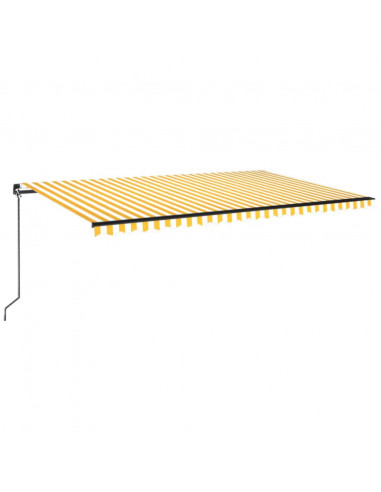 Tenda da Sole Retrattile Manuale LED 350x350 cm Gialla e Bianca