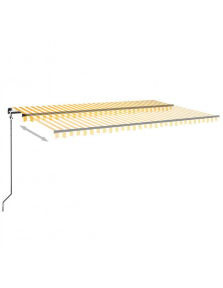 Tenda da Sole Retrattile Manuale LED 350x350 cm Gialla e Bianca