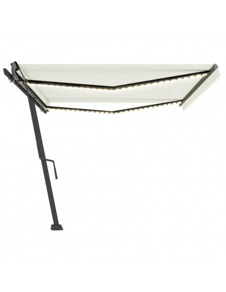 Tenda da Sole Retrattile Manuale LED 500x350 cm Crema