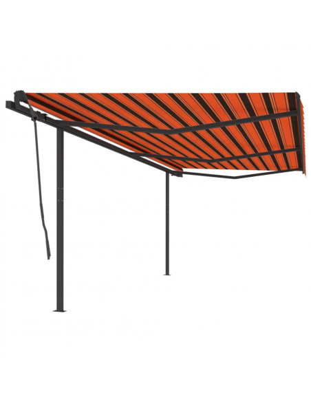 Tenda Retrattile Manuale con Pali 6x3,5 m Arancione e Marrone