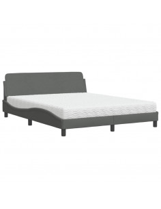 Letto con Materasso Grigio Scuro 160x200 cm Tessuto 2