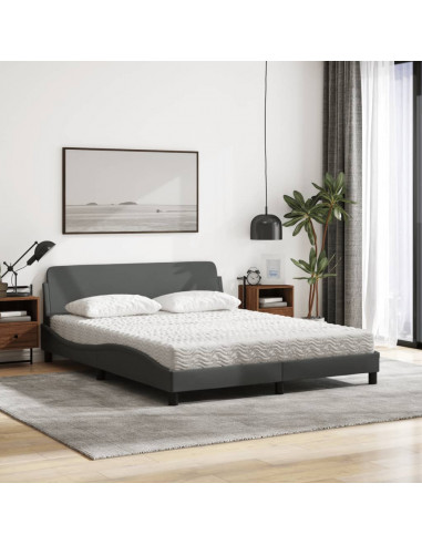 Letto con Materasso Grigio Scuro 160x200 cm Tessuto
