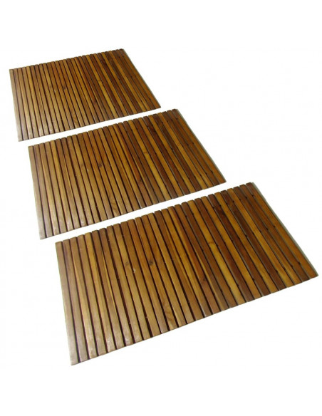 Set 3 pz Stuoia per bagno in acacia 80 x 50 cm