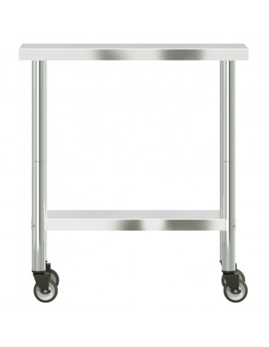 Tavolo da Lavoro Cucina con Ruote 82,5x30x85 cm in Acciaio Inox