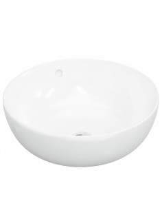 Lavandino Bianco 44x17 cm in Ceramica Rotondo 2