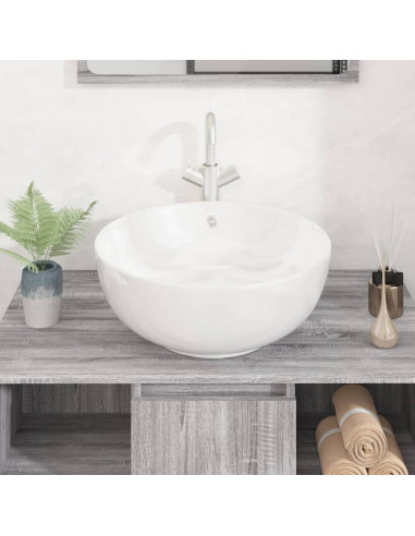 Lavandino Bianco 44x17 cm in Ceramica Rotondo