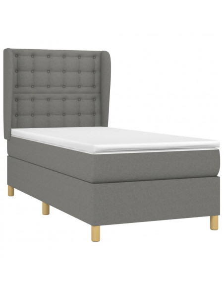 Giroletto a Molle con Materasso Grigio Scuro 90x190 cm Tessuto
