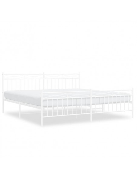 Giroletto con Testiera e Pediera Metallo Bianco 200x200 cm