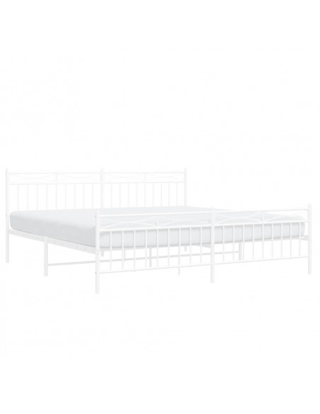Giroletto con Testiera e Pediera Metallo Bianco 200x200 cm
