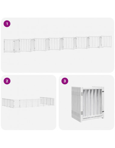Cancello Cani Porta Pieghevole Bianco 15 Pannelli 750 cm Pioppo