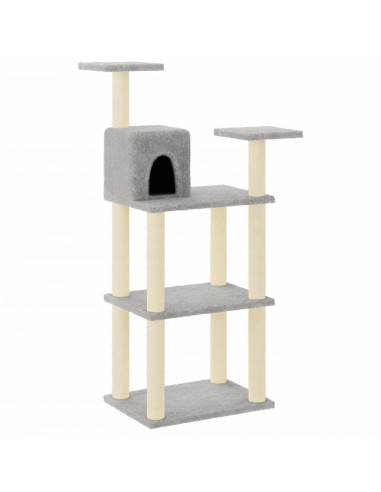 Albero per Gatti con Tiragraffi in Sisal Grigio Chiaro 118,5 cm