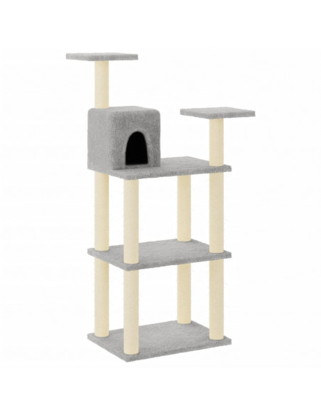 Albero per Gatti con Tiragraffi in Sisal Grigio Chiaro 118,5 cm