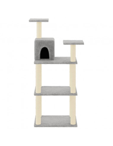 Albero per Gatti con Tiragraffi in Sisal Grigio Chiaro 118,5 cm
