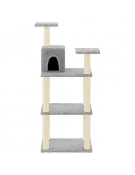 Albero per Gatti con Tiragraffi in Sisal Grigio Chiaro 118,5 cm