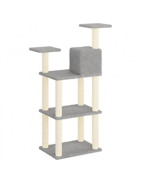 Albero per Gatti con Tiragraffi in Sisal Grigio Chiaro 118,5 cm