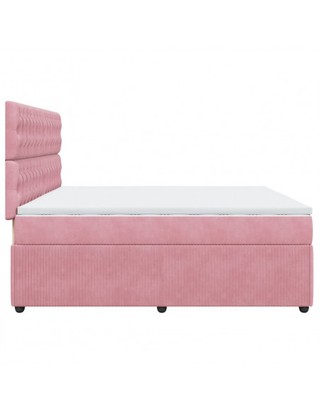 Giroletto a Molle con Materasso Rosa 200x200 cm in Velluto