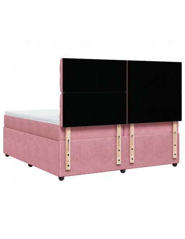 Giroletto a Molle con Materasso Rosa 200x200 cm in Velluto