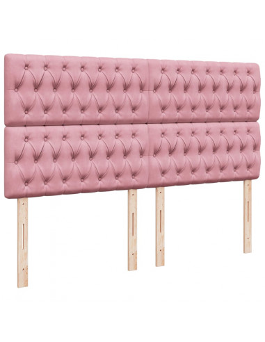 Giroletto a Molle con Materasso Rosa 200x200 cm in Velluto