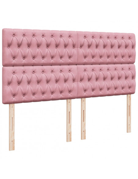 Giroletto a Molle con Materasso Rosa 200x200 cm in Velluto